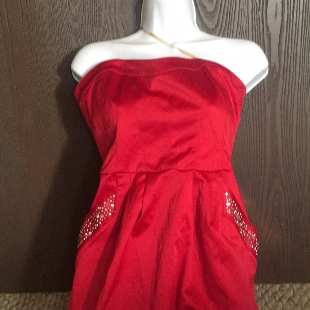 Hey beautiful red” Diamonds stud dress